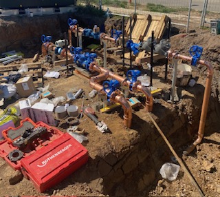 Commercial water meter and valve assembly install